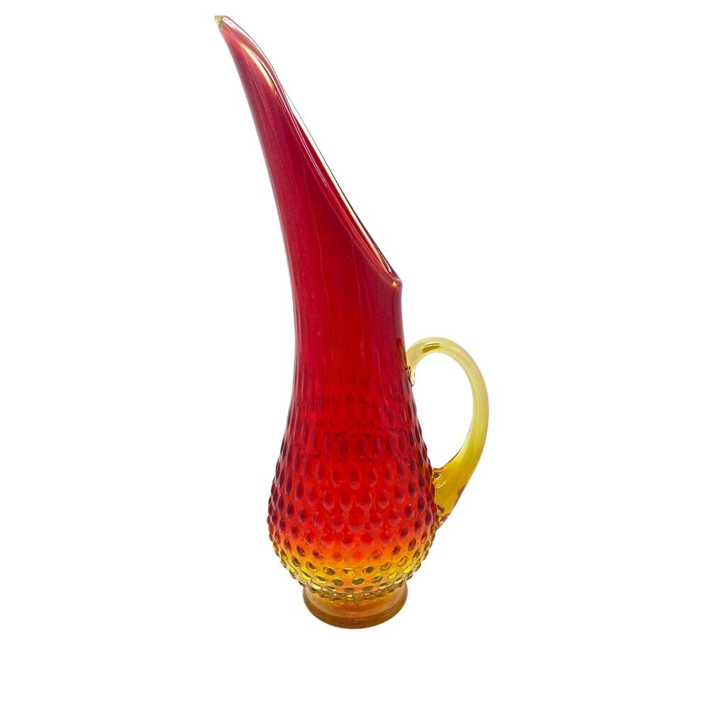 Mid Century Kanawha‎ Hobnail Amberina Stretch Pitcher 15 inch